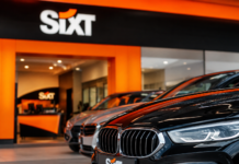 SIXT с рекордни приходи от над €2,1 млрд. през първата половина на 2026 г. Автомобили на SIXT пред офис за коли под наем